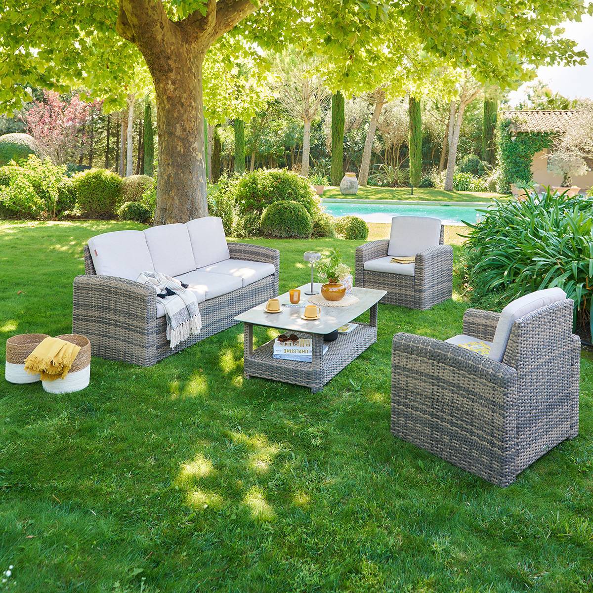 Salon de jardin Selenim 5 places beige