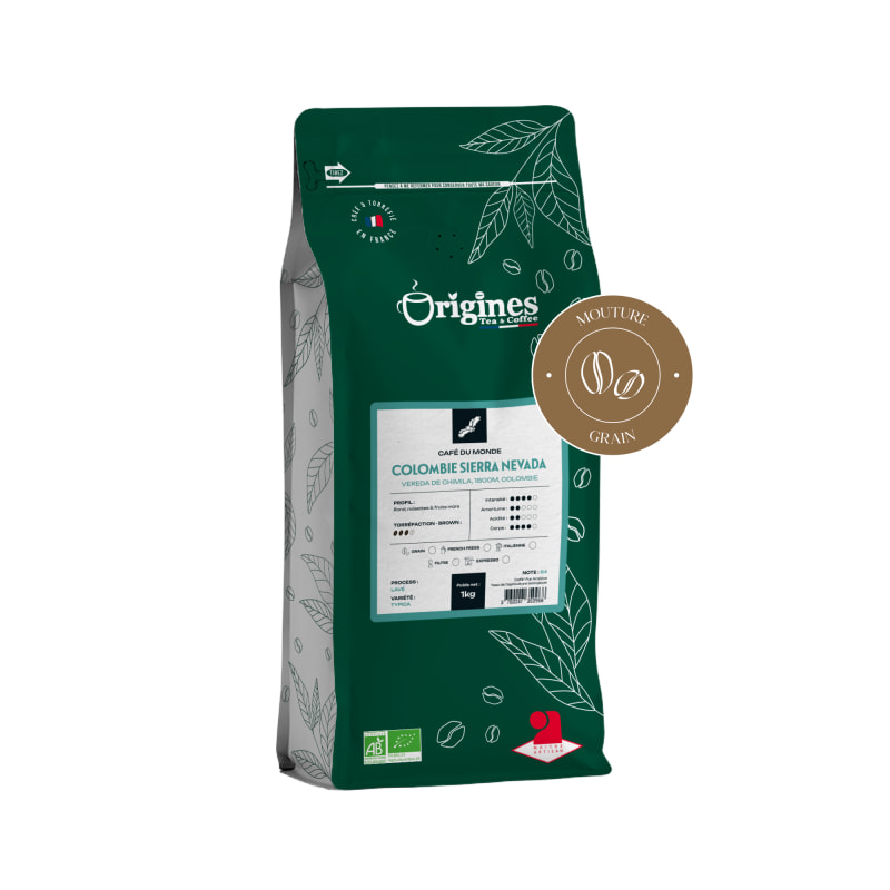 Café Bio - Colombie Sierra Nevada - Pur Arabica - Grain 1kg