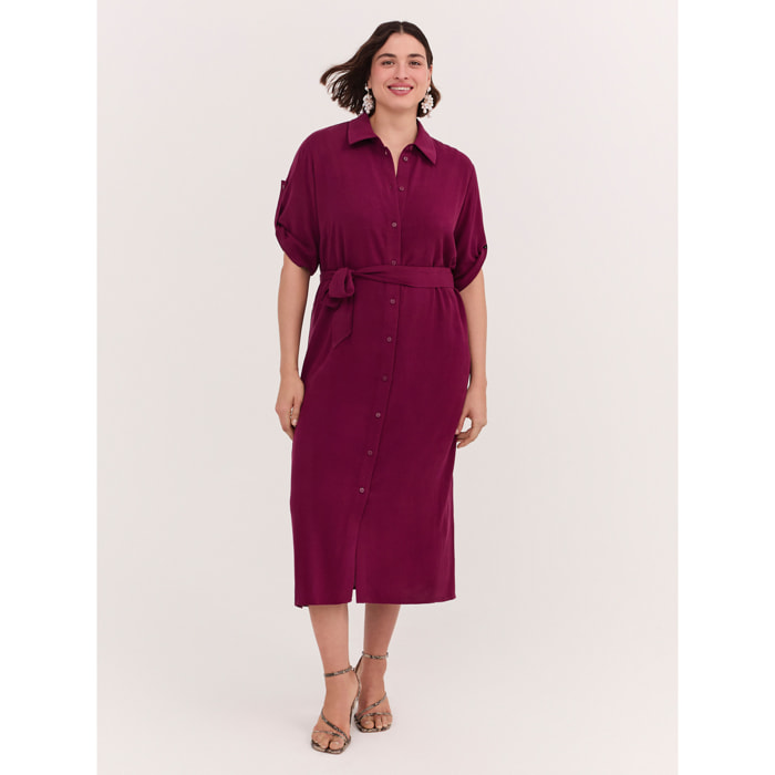 Fiorella Rubino - Vestido camisero POWER en viscosa - Burgundy