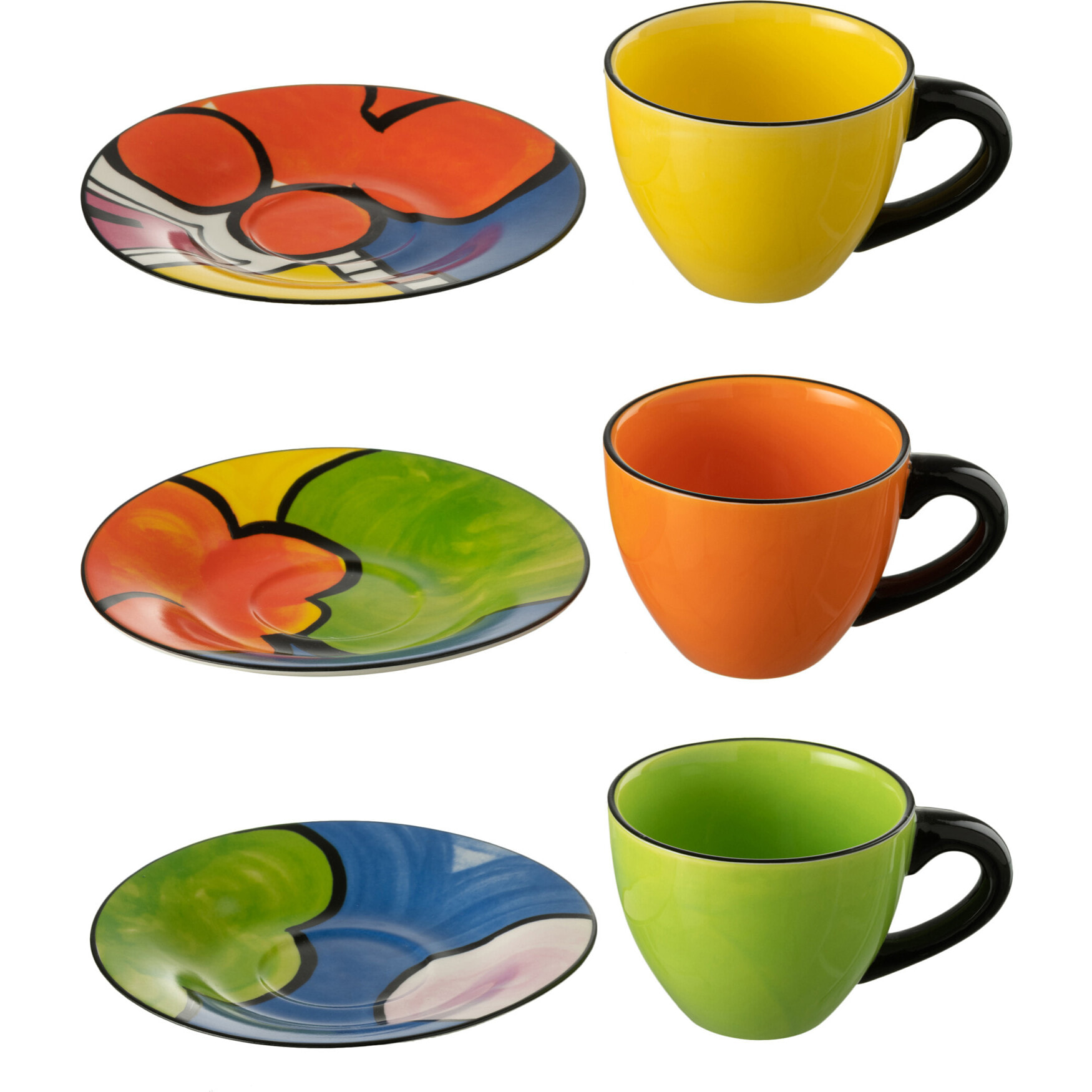 J-Line tasse + sous-tasse - porcelaine - mix - 3 pcs