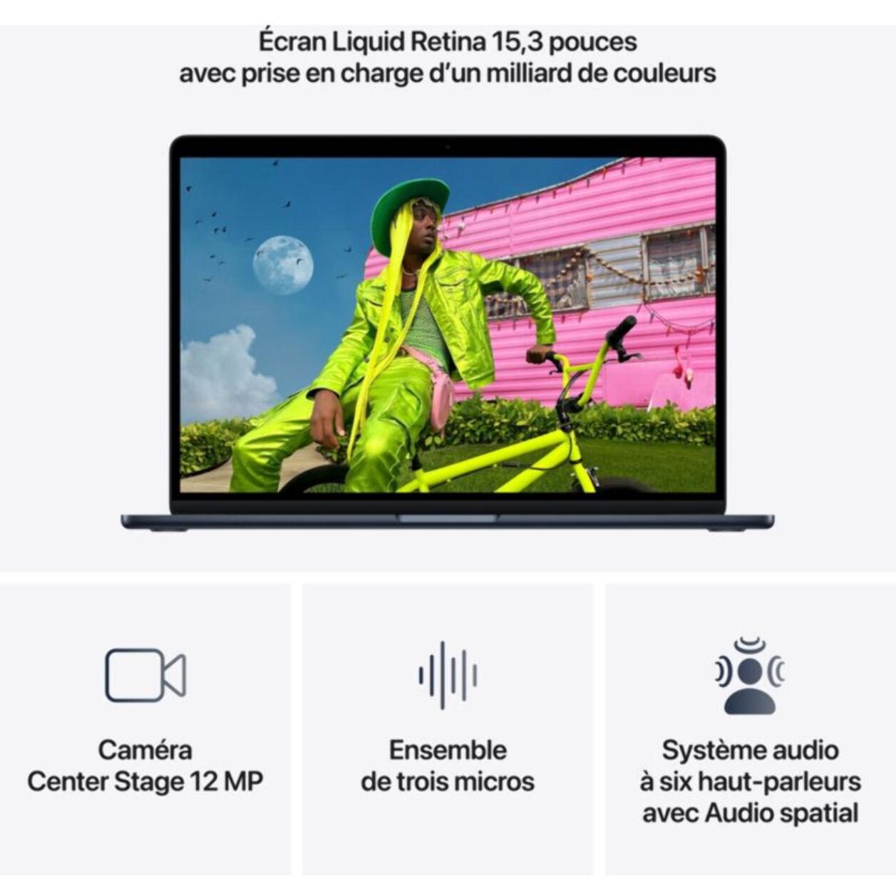 Ordinateur Apple MACBOOK Air 15" Puce M5 CPU 10 / GPU 10 coeurs Mémoire RAM 24Go Stockage 1To SSD Minuit