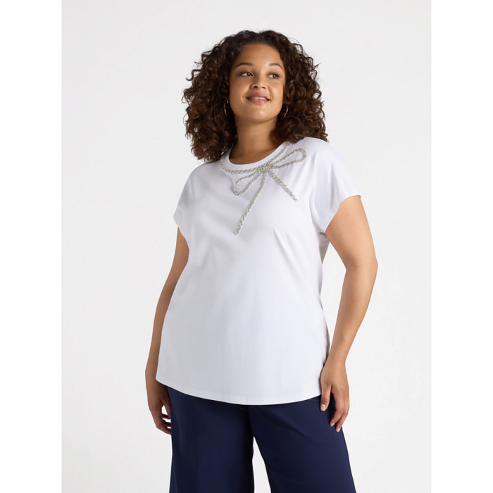 Fiorella Rubino - Camiseta con bordado de lazo - Blanco