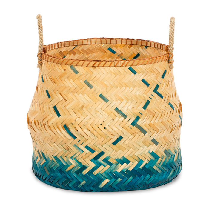 Panier bambou naturel et bleu