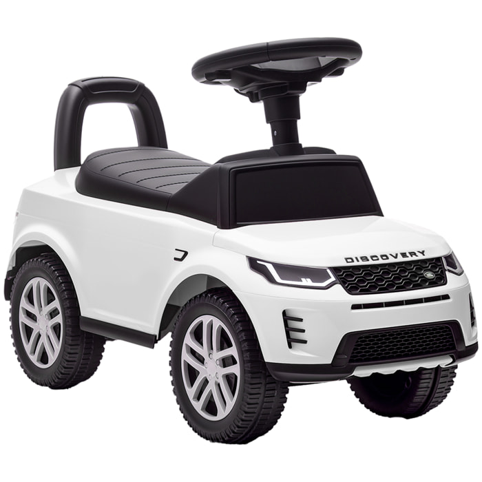 Coche Correpasillos con Licencia de Land Rover, Correpasillos para Niños de 18-36 Meses con Almacenaje, Volante, Bocina, Sonidos de Motor, 65,5x28x42 cm, Blanco