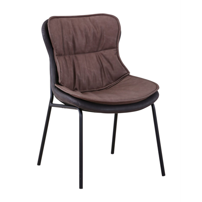 Sedia Brady in similpelle marrone con gambe in ferro