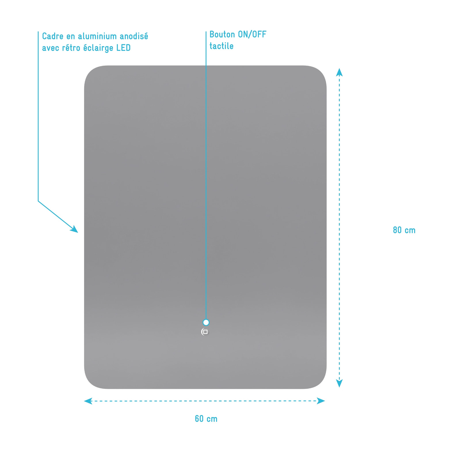 Miroir Led Silver Moon - Gris clair