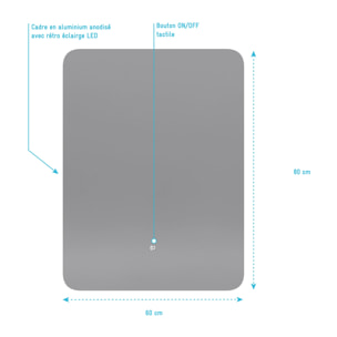 Miroir Led Silver Moon - Gris clair