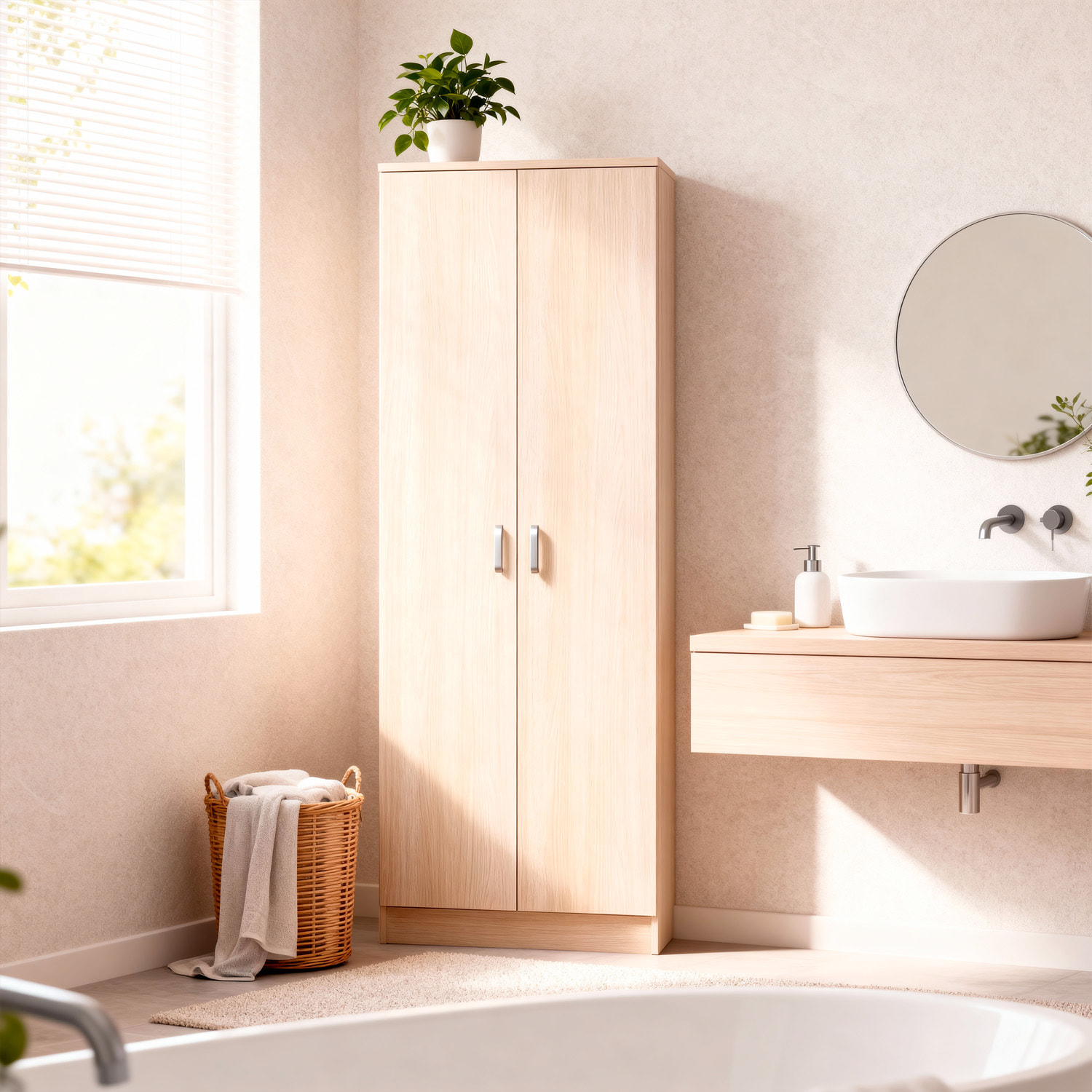 Armadio Multiuso A 2 Ante Armadietto Mobile Contenitore Salvaspazio Con Ripiani Regolabili Ingresso Camera Bagno e Lavanderia 180 x 73 x 37 Cm Rovere