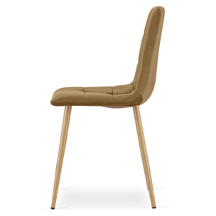Sedia Kara in Velluto Marrone con Gambe Effetto Legno