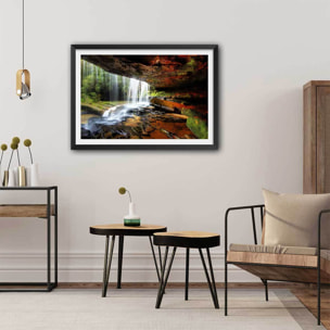 Affiche nature chute d'eau Affiche sous cadre noir