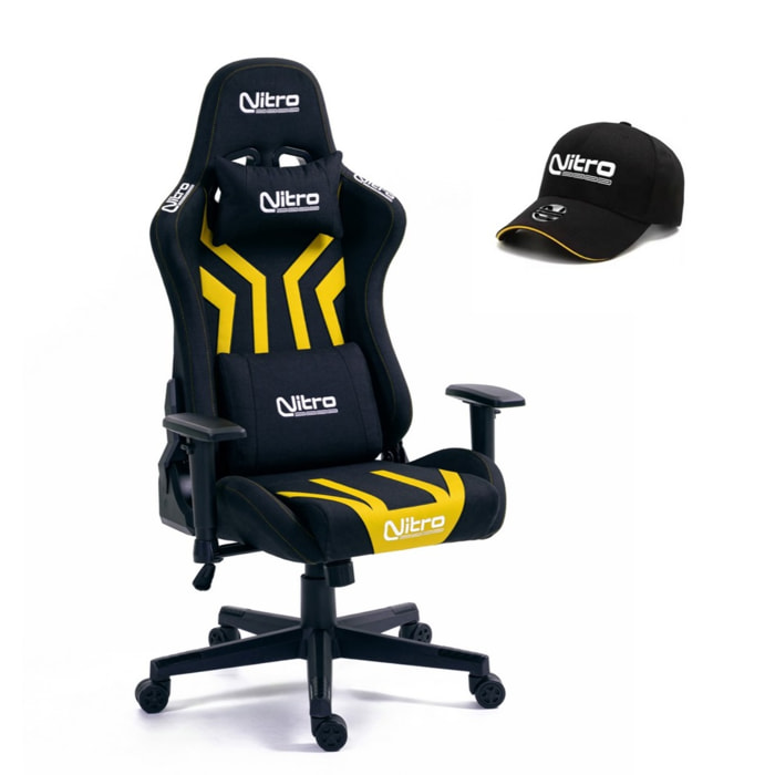 Sedia da gaming ufficio giallo nera in tessuto ed ecopelle - Flyco Pro