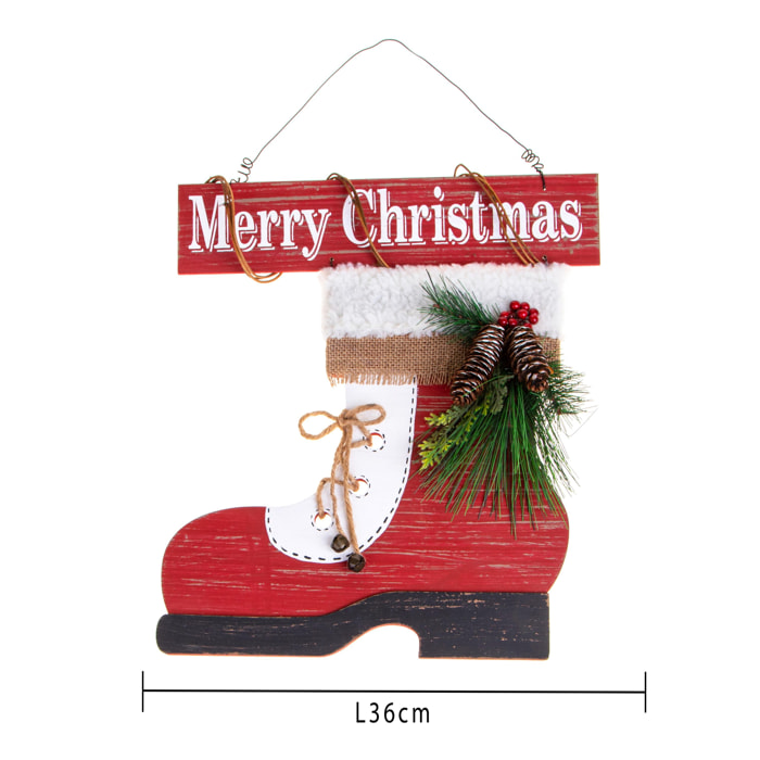 Decoro scarpone natale - Pezzi 2 - 36xH30x5cm - Bianchi Dino SpA