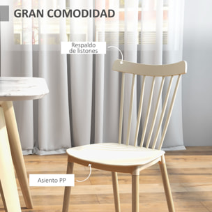 Juego de 4 Sillas de Comedor Estilo Nórdico Sillas de Cocina con Respaldo Alto Asiento de Polipropileno y Patas de Madera de Haya Carga 120 kg 48x52,5x83 cm Natural