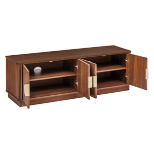 Meuble bas 4 portes 2 étagères Wany marron 140x40cm