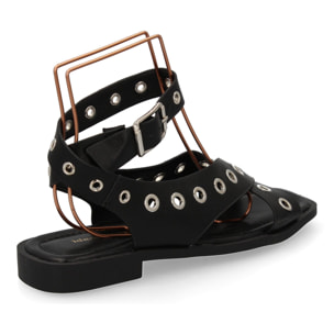 Sandalias planas de mujer, comodas y elegantes, diseño moderno con ojales