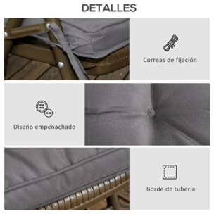 Conjunto de Cojines para Sillas de Comedor 42x42x5 cm Juego de 4 Piezas Cojines para Sillas de Jardín Impermeable con 2 Amarres de Fijación Gris Oscuro