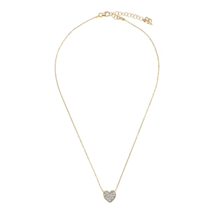 Collana Golden con Pendente a Cuore Pavé in Cubic Zirconia