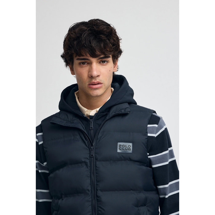 Chaleco acolchado azul marino con logo Polo Club