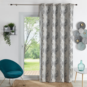Rideau Jacquard Motif Demi-Cercles - Noir