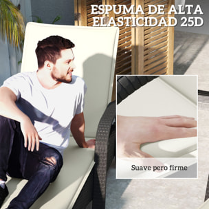 Pack 2 Cojines para Tumbonas Plegables Colchonetas para Tumbonas de Jardín Exterior 193x58x6 cm con Correas de Sujeción Protección UV Resistente a Salpicaduras Crema