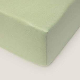 Sábana bajera de algodón de punto ajustable Kinbi color verde claro Punto de algodón