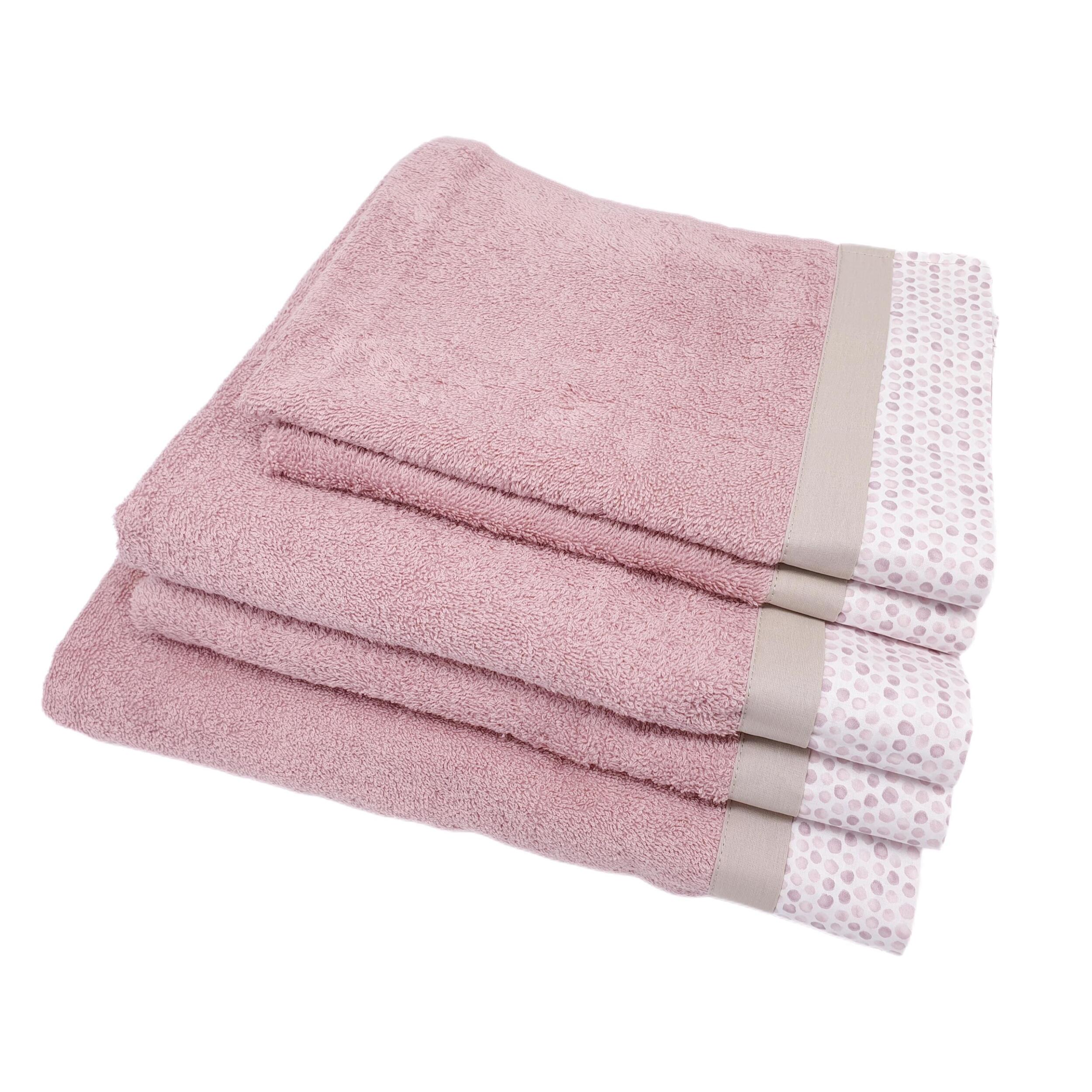 Set Spugna PALLINI 5 Pezzi: 2 Viso+2 Ospite + 1 Telo Bagno - 450 gr/m² - Malva - Puro Cotone
