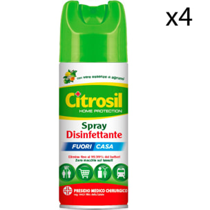4x Citrosil Spray Disinfettante Fuori Casa con Essenze di Agrumi Presidio Medico Chirurgico - 4 Flaconi da 100ml