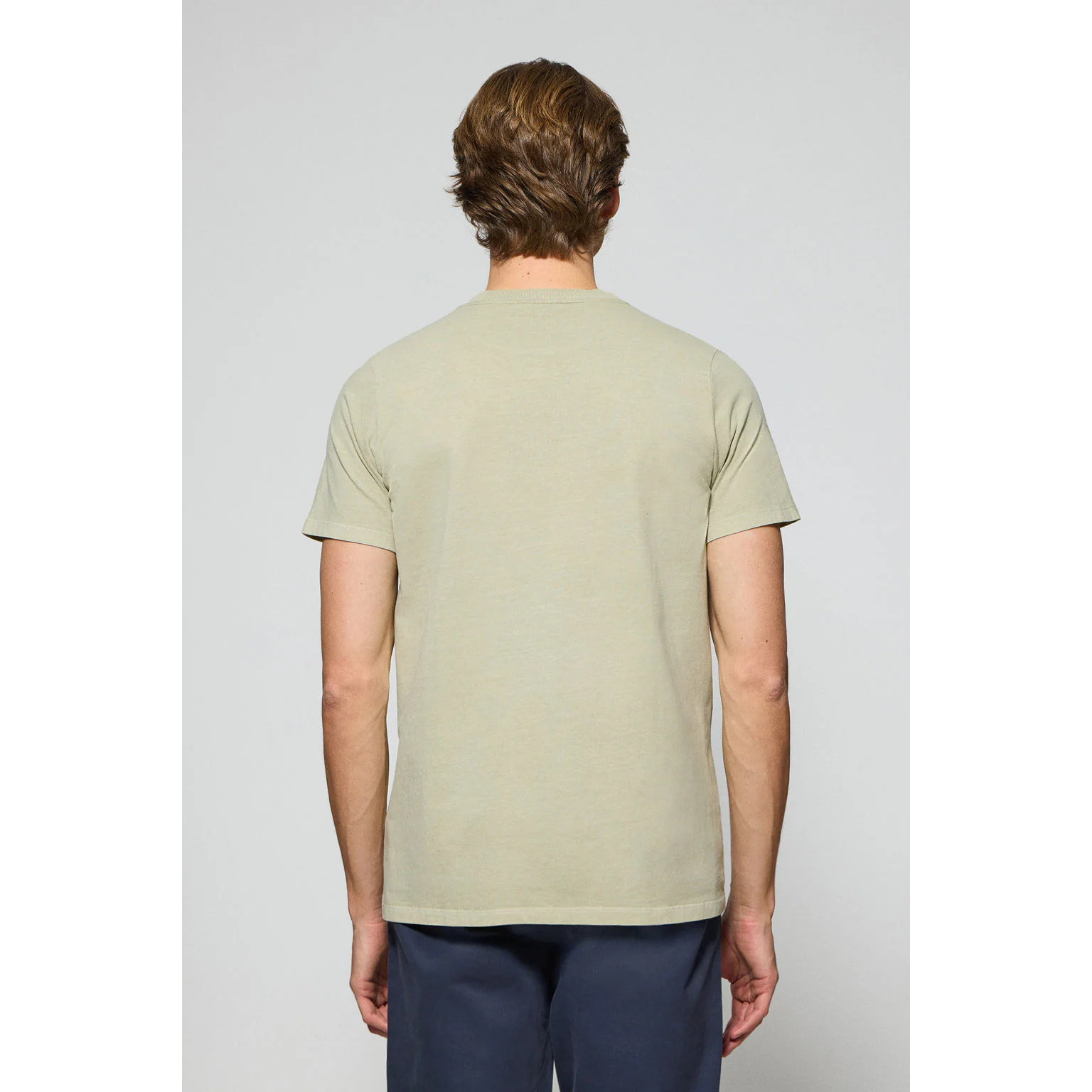 Camiseta Apolo garment dyed color piedra con logo Polo Club aterciopelado