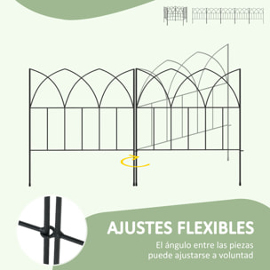 Vallas de Jardín 205x45,5 cm Set de 5 Vallas Decorativas para Jardín de Metal Combinación Libre Barrera para Animales para Terraza Patio Césped Negro