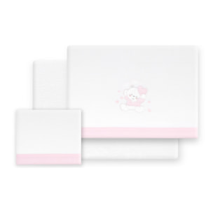 Triptico Coche Coralina D. Algodon Oso Corazones Bco/Rosa
