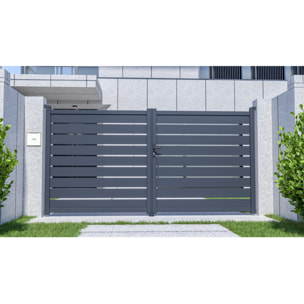 Portail aluminium  "Bastien" - 350 x 176 cm - Anthracite