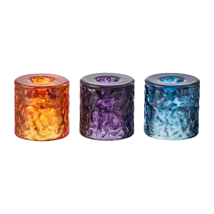 J-Line bougeoir Martelé - verre - mix - 3 pcs