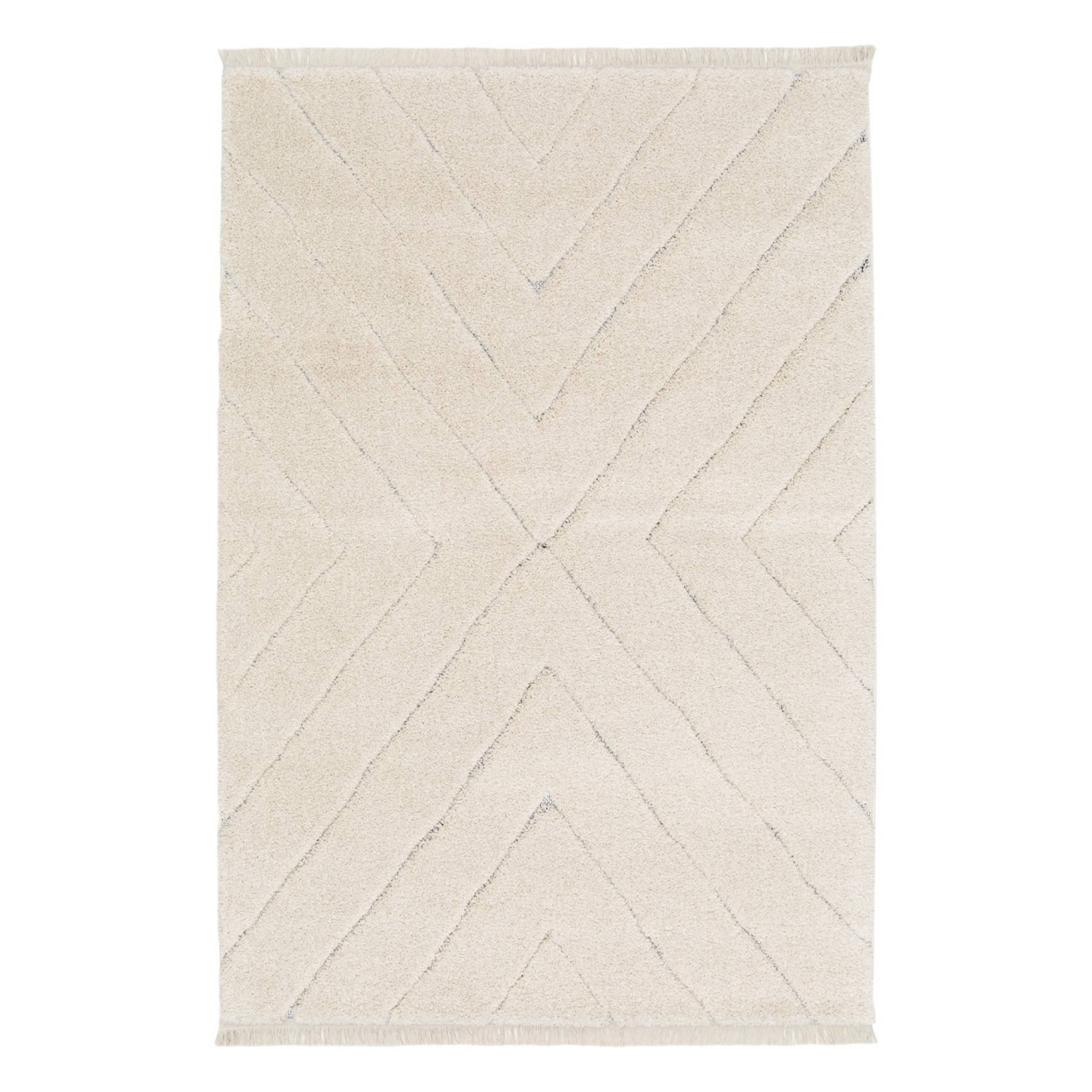 Tapis intérieur tufté avec légers reliefs créme MERYL