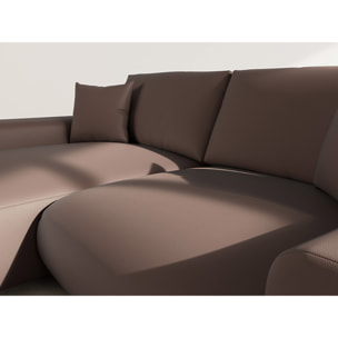 Garance - canapé d'angle réversible 4 places en simili - Marron