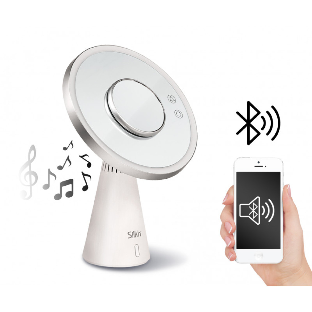 Music Mirror miroir 3-en-1 haut-parleur Bluetooth Silk'n MLB1PE1001