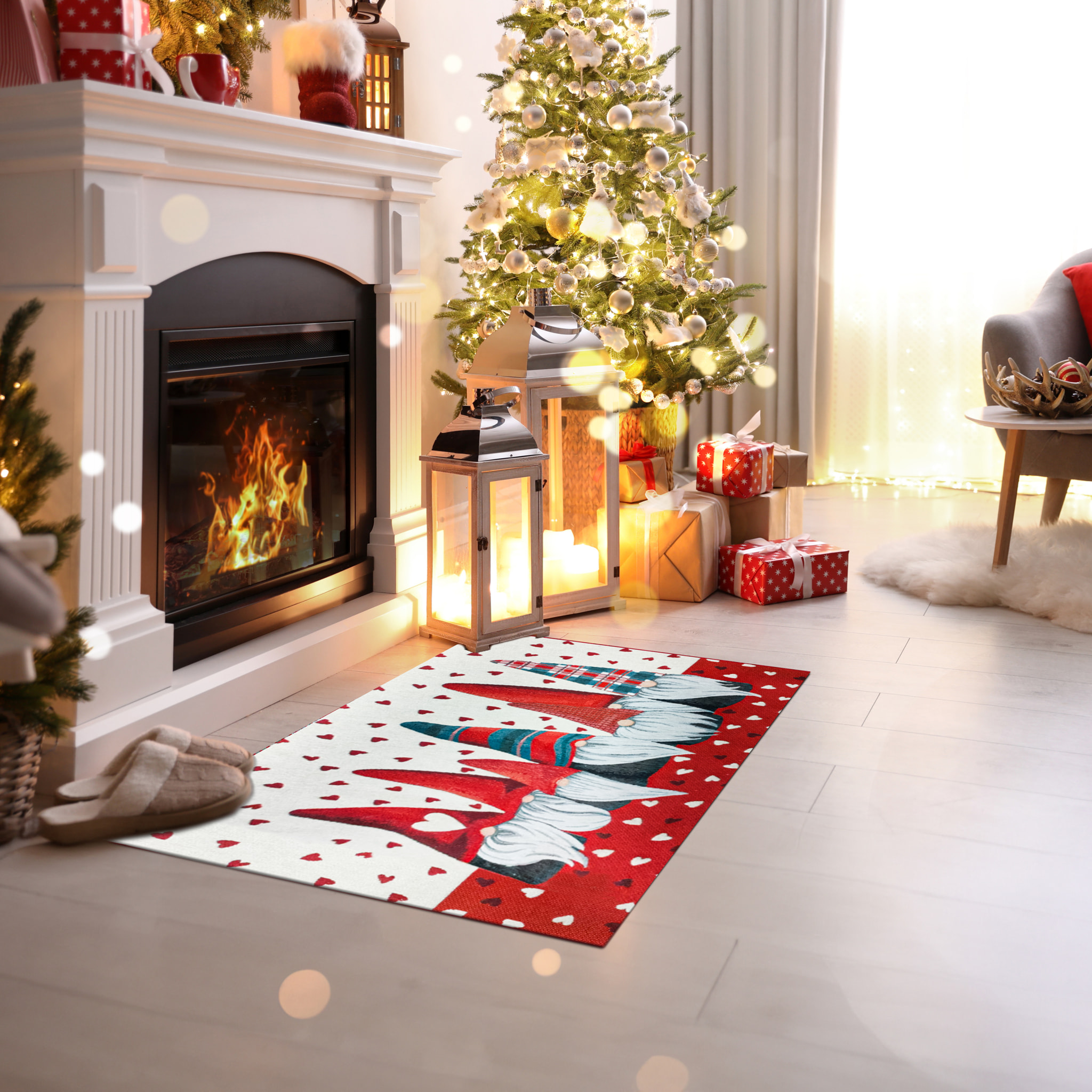 Tappeto Ingresso Arredo Natalizio Gnomi Cuori Chorus