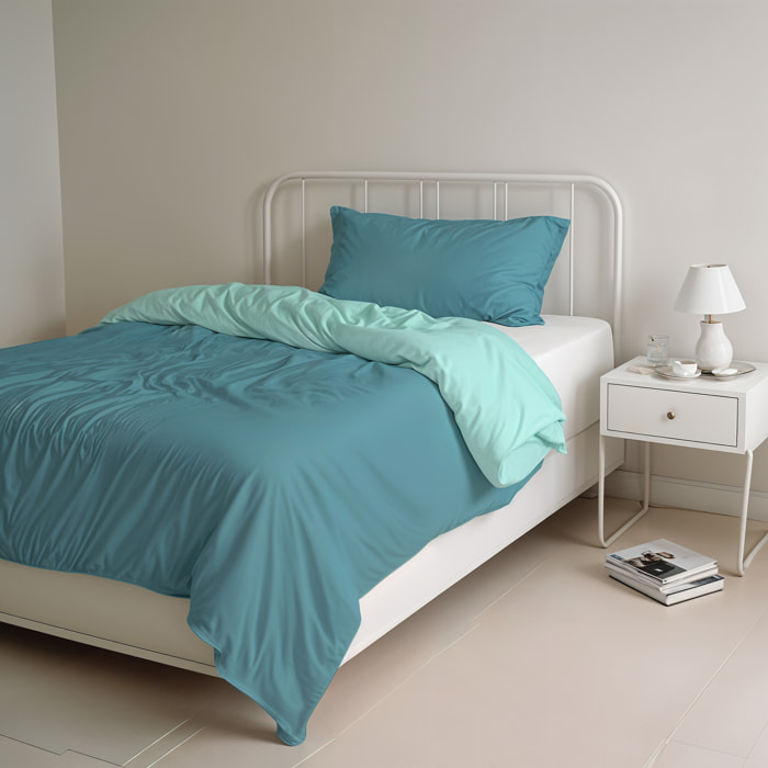 PARURE COPRIPIUMINO NATURAL COLOR PIAZZA E MEZZA - 100% COTONE MADE IN ITALY