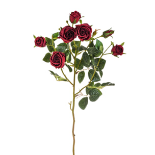 Ramo Con Rosa. Altezza 74 Cm - Pezzi 3 - 6X74X5cm - Colore: Rosso - Bianchi Dino - Fiori Artificiali