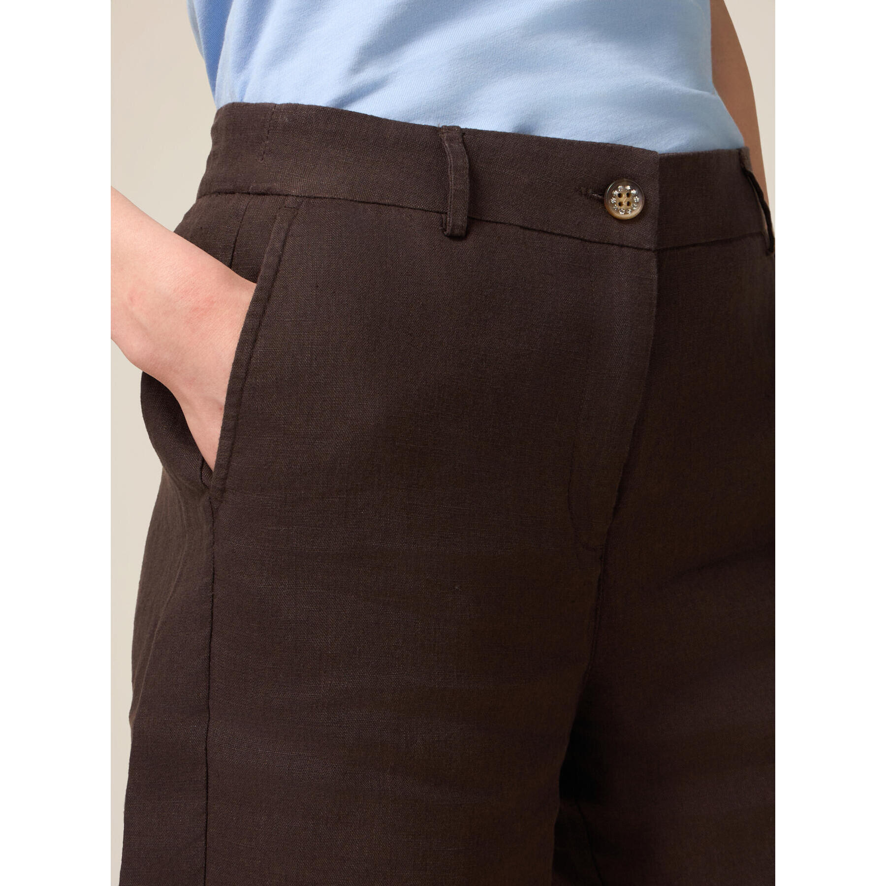 Oltre - Short 100% lino - Marrón