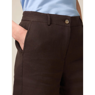 Oltre - Short 100% lino - Marrón