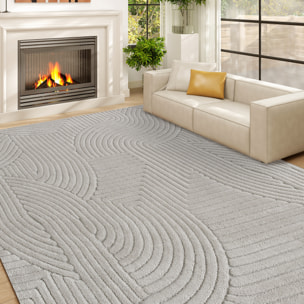 Alfombra Salón 230x160 cm Alfombra Pelo Corto Estilo Moderno Base Antideslizante Tejida a Máquina Tapete para Sala de Estar Dormitorio Comedor Gris