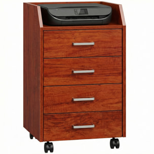 Cajonera de Escritorio con Ruedas, Cajonera de Oficina con 4 Cajones, Archivador Móvil para Estudio, Salón, para Debajo del Escritorio, 40x36x65 cm, Marrón