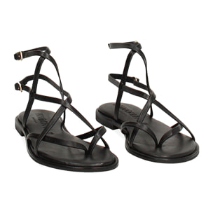 Sandali bassi donna neri in pelle