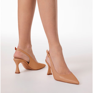 Décolleté camel tacco 7,5 cm