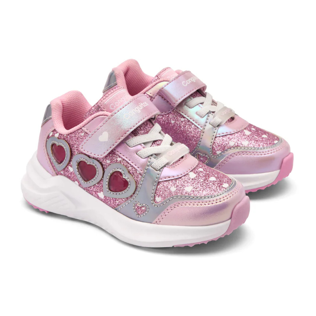 Zapatillas de Luces de Niña con Estampado de Corazón