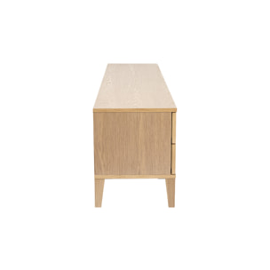 Meuble TV scandinave bois clair chêne 4 tiroirs L180 cm FREDDY