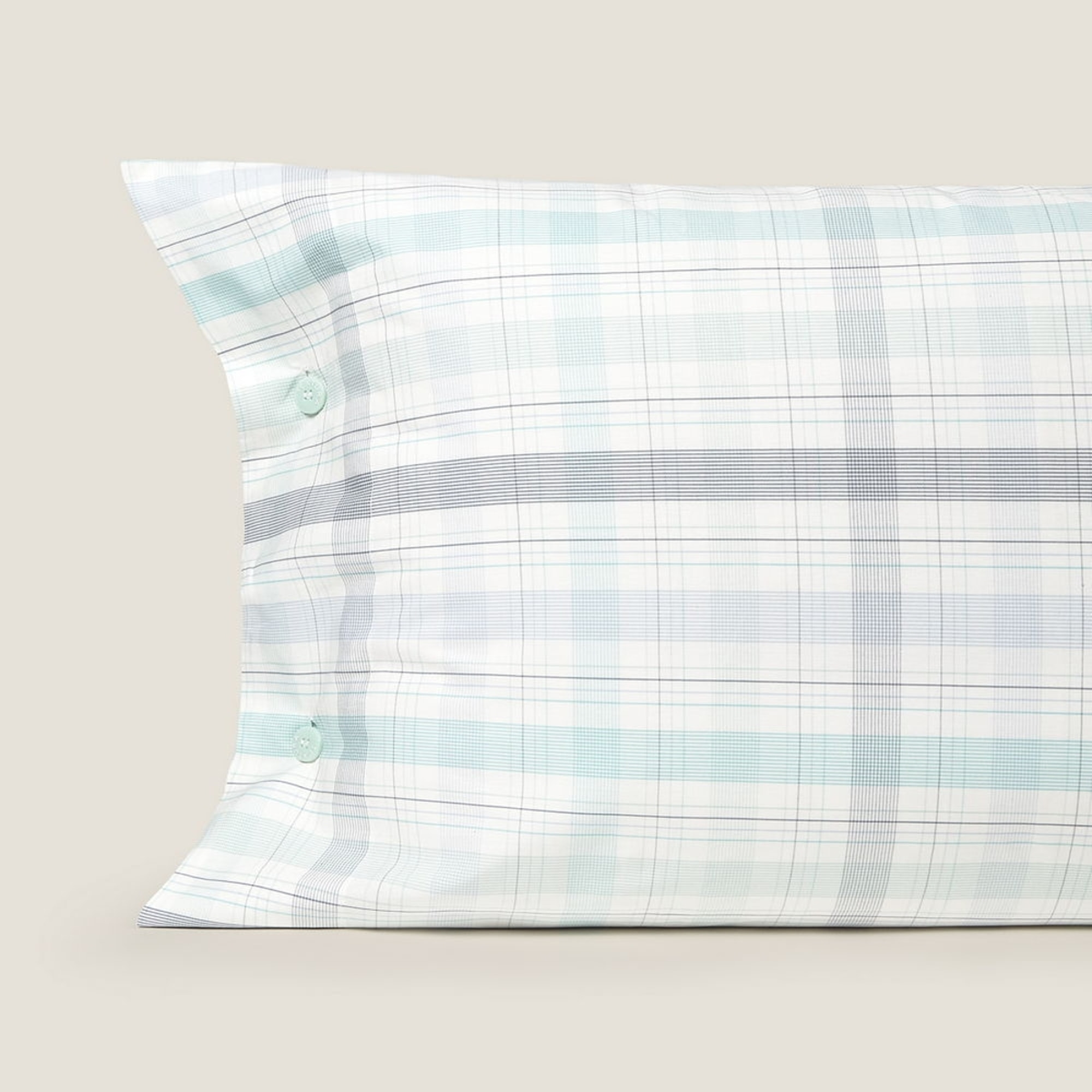 Funda de almohada de algodón 180 hilos cuadros Newren color agua marina 100% Algodón