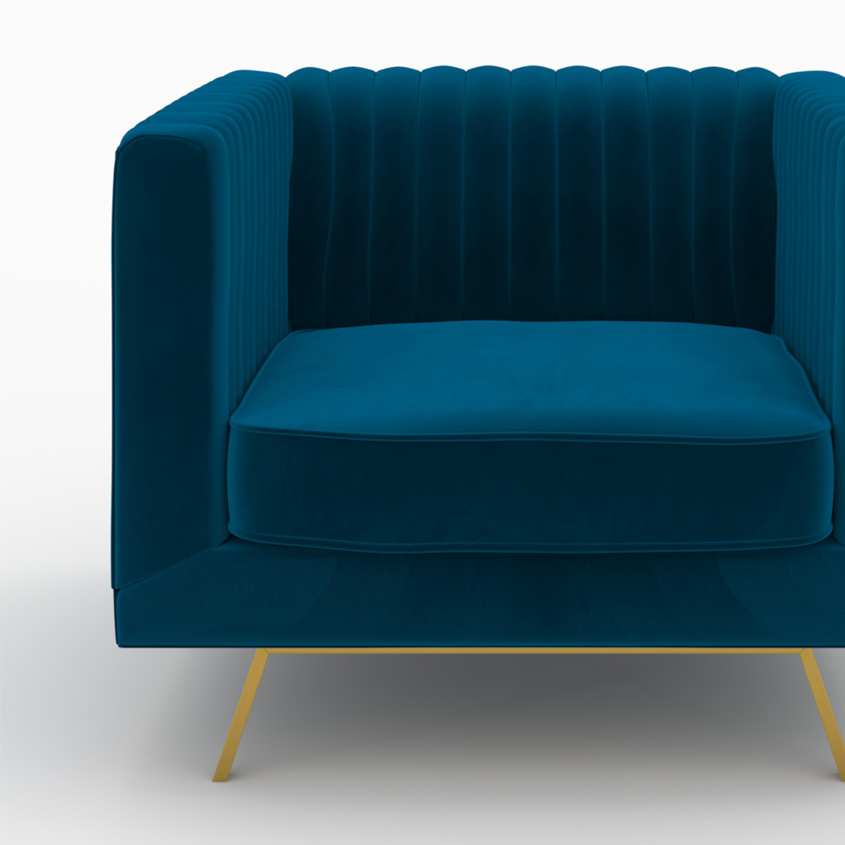 Ensemble canapé et fauteuil en velours bleu 3 places - Gatsby