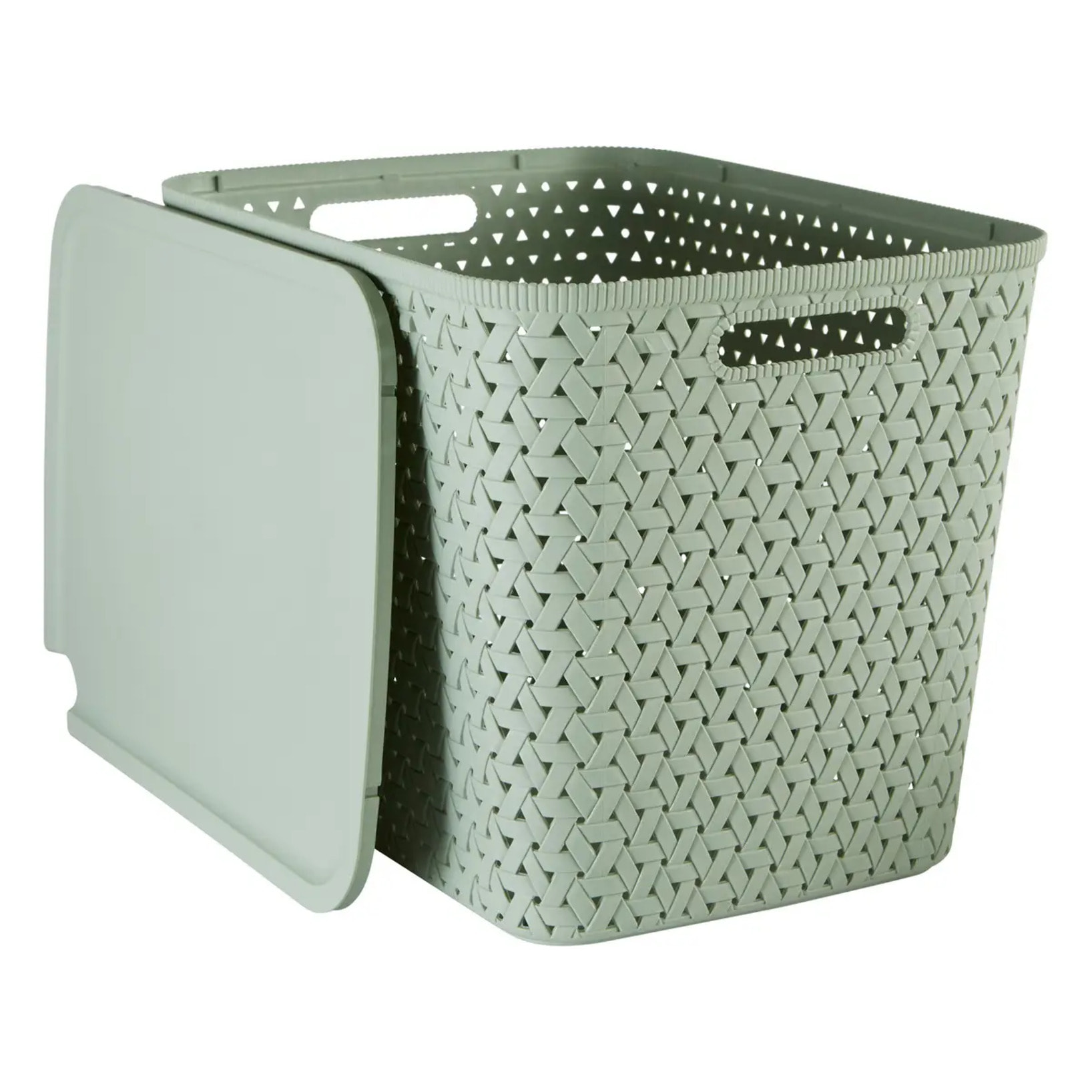 Panier "Tressy" en plastique sauge 28L