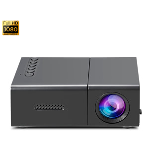 Mini proyector LCD 1080 HD, 10 ANSI Lumens 10W proyección de 20 a 60 pulgadas. Duplicación de pantalla por cable. Con mando a distancia.